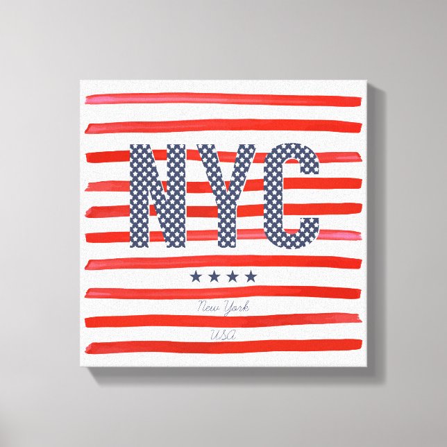 NYC | Red, White & Blue Design Canvas Print (Front)