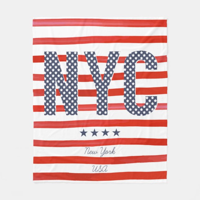 NYC | Red, White & Blue Design Fleece Blanket (Front)