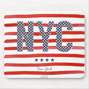 NYC   Red, White & Blue Design Mouse Mat