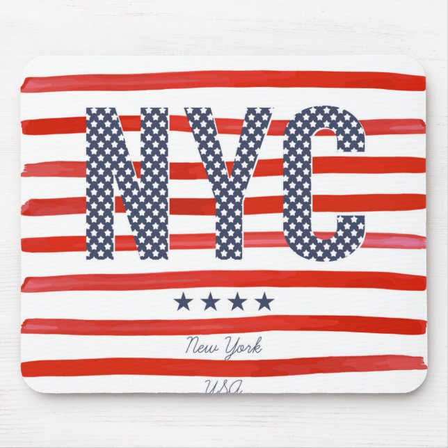NYC | Red, White & Blue Design Mouse Mat (Front)