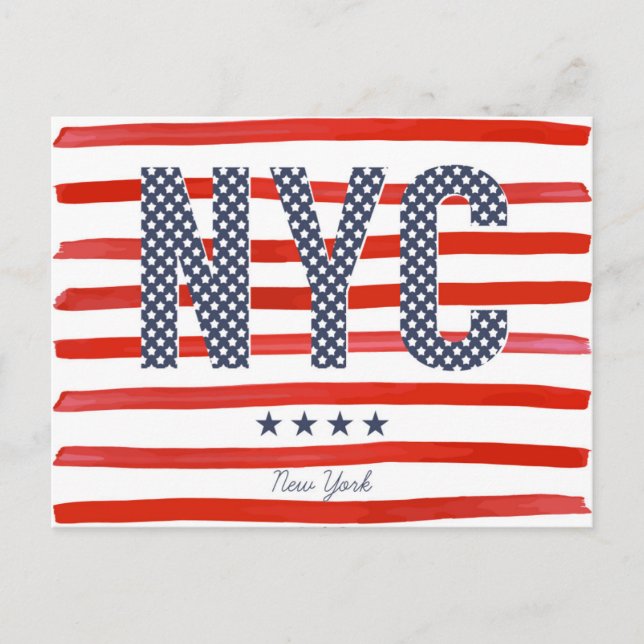 NYC | Red, White & Blue Design Postcard (Front)