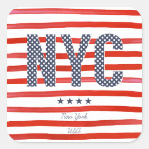 NYC Red, White & Blue Design Square Sticker