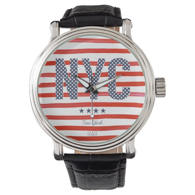 NYC | Red, White & Blue Design Watch (Front)