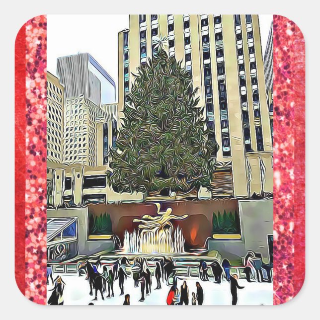 NYC Rockefeller Centre Ice Skating Rink Sticker (Front)