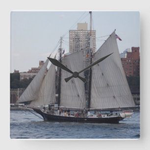 NYC Sailboat 1 Square Wall Clock