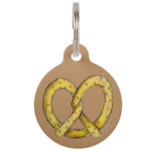 NYC Salty Soft Pretzel Snack Food Pet Dog Tag