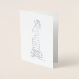 NYC Santa Hat Skyscraper New York City Christmas Foil Card