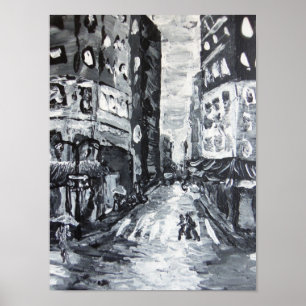 nyc scenes     'fifth ave drizzle' poster