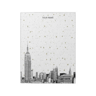NYC Skyline 01 Etchd DIY BG Colour Starry Notepad