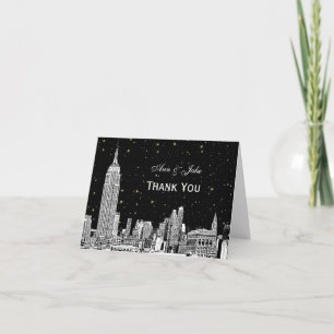 NYC Skyline 01 Etchd Starry DIY BG Colour Thank Yo You Card