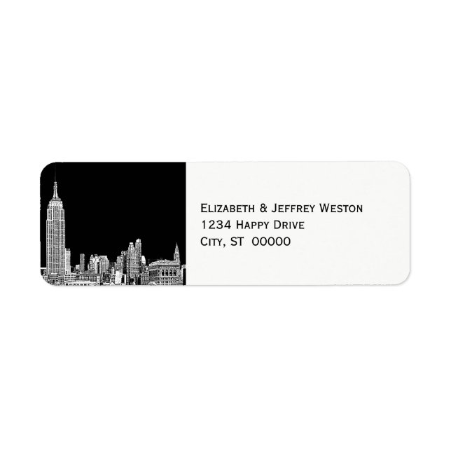 NYC Skyline 01 Etched DIY BG Address Label (Front)