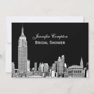 NYC Skyline 01 Etched DIY BG Colour Bridal Shower Invitation