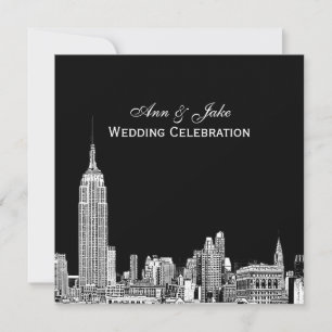 NYC Skyline 01 Etched DIY BG Colour SQ Wedding Invitation