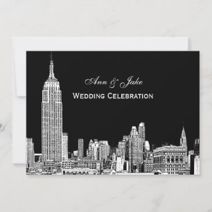 NYC Skyline 01 Etched DIY BG Colour Wedding Invite