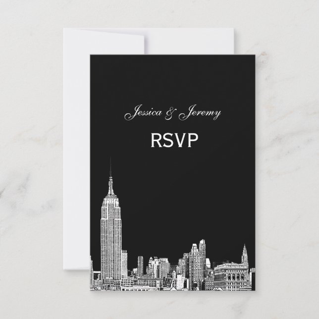 NYC Skyline 01 Etched RSVP #2 Card (Front)