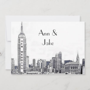 NYC Skyline 01 Etched Wedding Invite