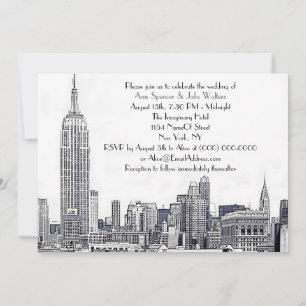 NYC Skyline 01 Etched Wedding Invite 2