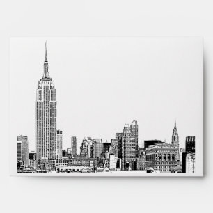 NYC Skyline 01 Etched White A7 5x7 Envelopes