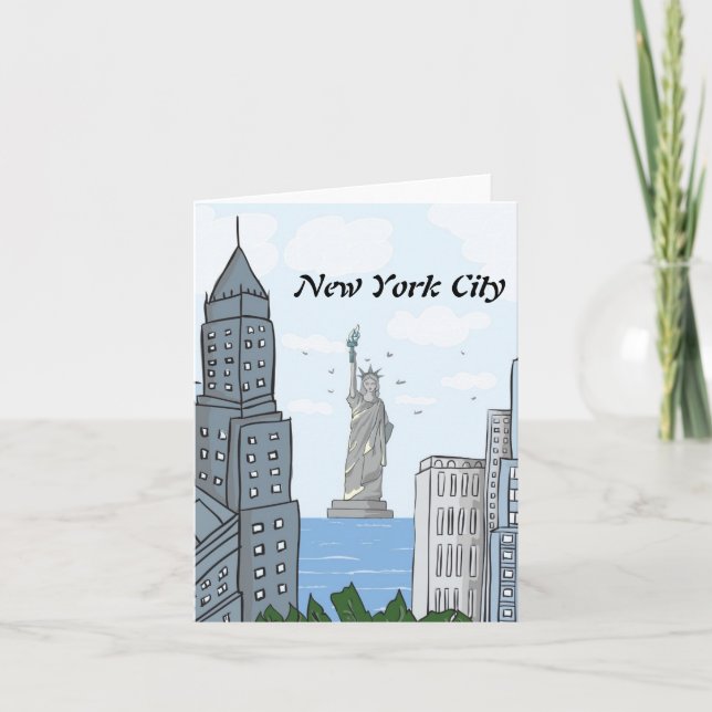 NYC SKYLINE AND LADY LIBERTY NOTE CARD (Front)