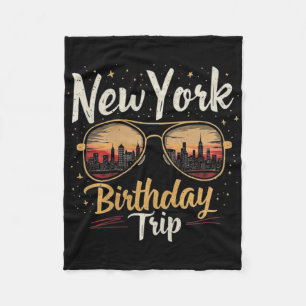Nyc Skyline Birthday New York Trip Celebration Des Fleece Blanket