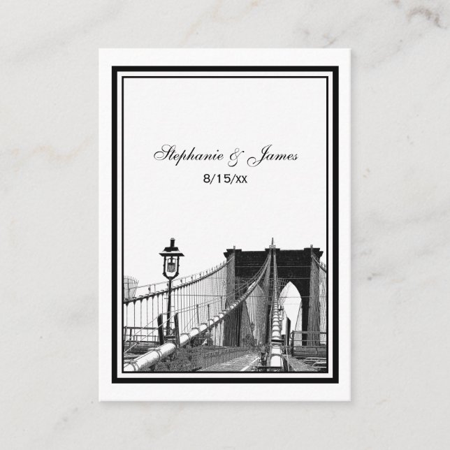 NYC Skyline Bklyn Bridge #2 Etched Escort Cards #2 (Front)