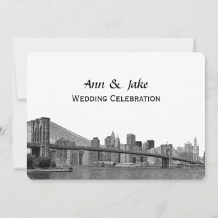 NYC Skyline Bklyn Bridge Etched #2H Wedding Invitation