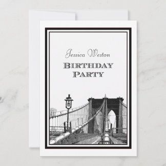NYC Skyline Brooklyn Bridge #2 DIY Birthday Party Invitation