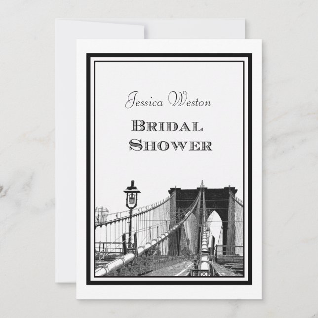 NYC Skyline Brooklyn Bridge #2 DIY Bridal Showr Invitation (Front)