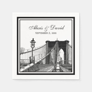 NYC Skyline Brooklyn Bridge #2 SQ Wedding Napkin
