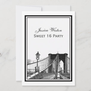 NYC Skyline Brooklyn Bridge #2 Sweet 16 Party Invitation