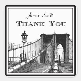 NYC Skyline Brooklyn Bridge #2 Thank You Square Sticker