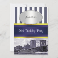 NYC Skyline Brooklyn Bridge Boat Blue Wt2 Birthday