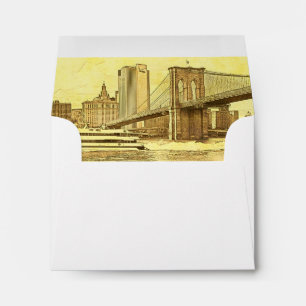 NYC Skyline Brooklyn Bridge Boat Etched Look #1 Envelope