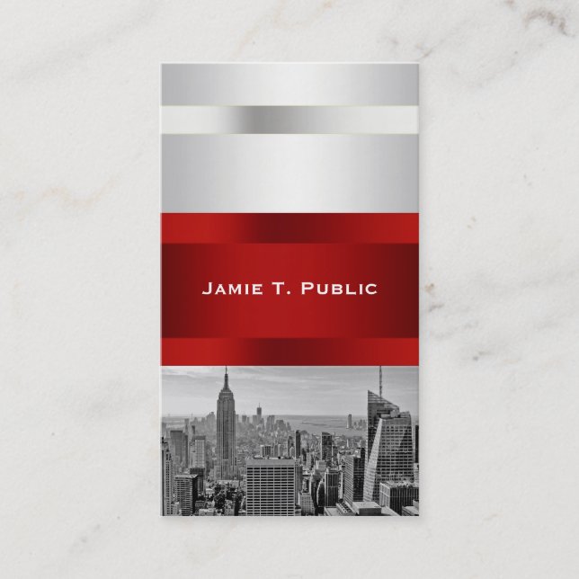 NYC Skyline BW 05 White Red Invite Suite (Front)