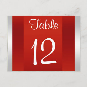 NYC Skyline BW 05 White Red Table Number Card