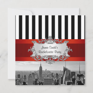 NYC Skyline BW B2 Bachelorette Party Invitation