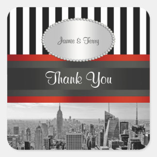 NYC Skyline BW ESB Black White Stripe P Favour Tag