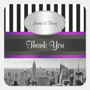 NYC Skyline BW ESB Blk Wht Strp Purpl P Favour Tag