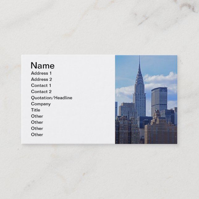 NYC Skyline Chrysler Building B1 Business Card (Front)