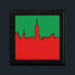 NYC Skyline: ESB Christmas Silhouette Gift Box<br><div class="desc">NYC Skyline: ESB Christmas Silhouette  
 The New York City Skyline with a silhouette of the Empire State Building,  Bank of America Tower and more in festive Christmas colours of red and green   
 2012 ©NYCisMyMuse All rights reserved</div>