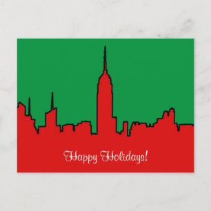 NYC Skyline: ESB Christmas Silhouette Holiday Postcard