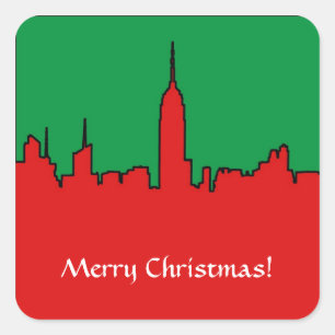 NYC Skyline: ESB Christmas Silhouette Square Sticker