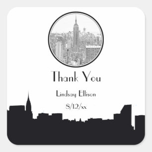 NYC Skyline ESB Round Etched 01S Favour Tag