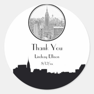 NYC Skyline ESB Round Etched 01S Favour Tag