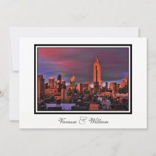 NYC Skyline ESB Surreal Sunset  Wedding Invite