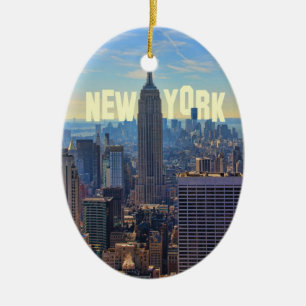 NYC Skyline ESB, World Trade 2C Ceramic Tree Decoration