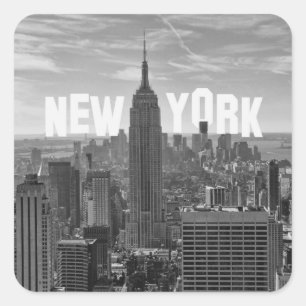 NYC Skyline ESB, WTC BW 2C Square Sticker