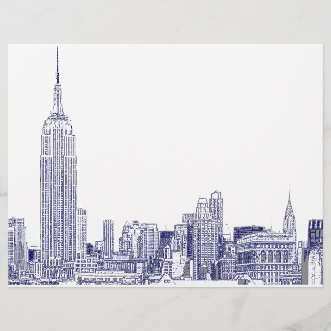 NYC Skyline Etched 01 Blue (Front)