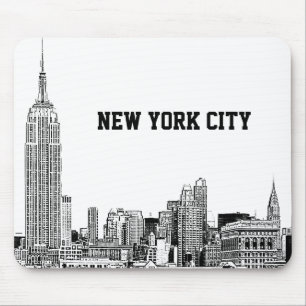 NYC Skyline Etched 01 Mouse Mat