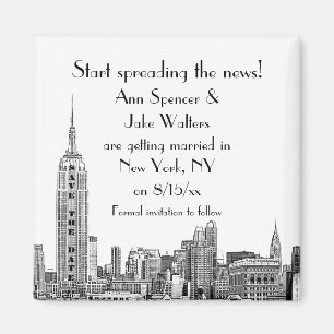 NYC Skyline Etched 01 Save the Date Magnet